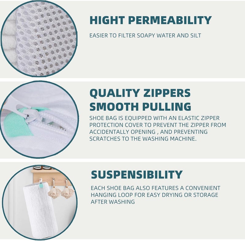 ngfhf Shoe Washing Machine Bag Laundry Shoe Bag for Washer and Dryer Reusable 2pc Shoe Cleaning Bags for Sneakers 360° Deep Cleaning Machine for All Shoes Types With Self-locking Zipper - Image 3